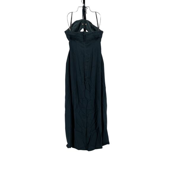 Self-Portrait Elegant Dark Teal Cutout Ruched Halterneck Maxi Size UK 14/ US 10 - Picture 3 of 7